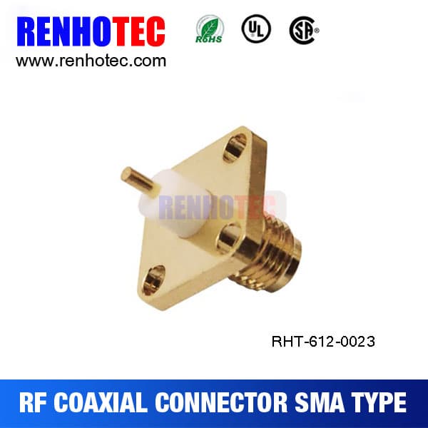 SMA Female 4 Hole Flange RF Coaxial PCB SMA Connector